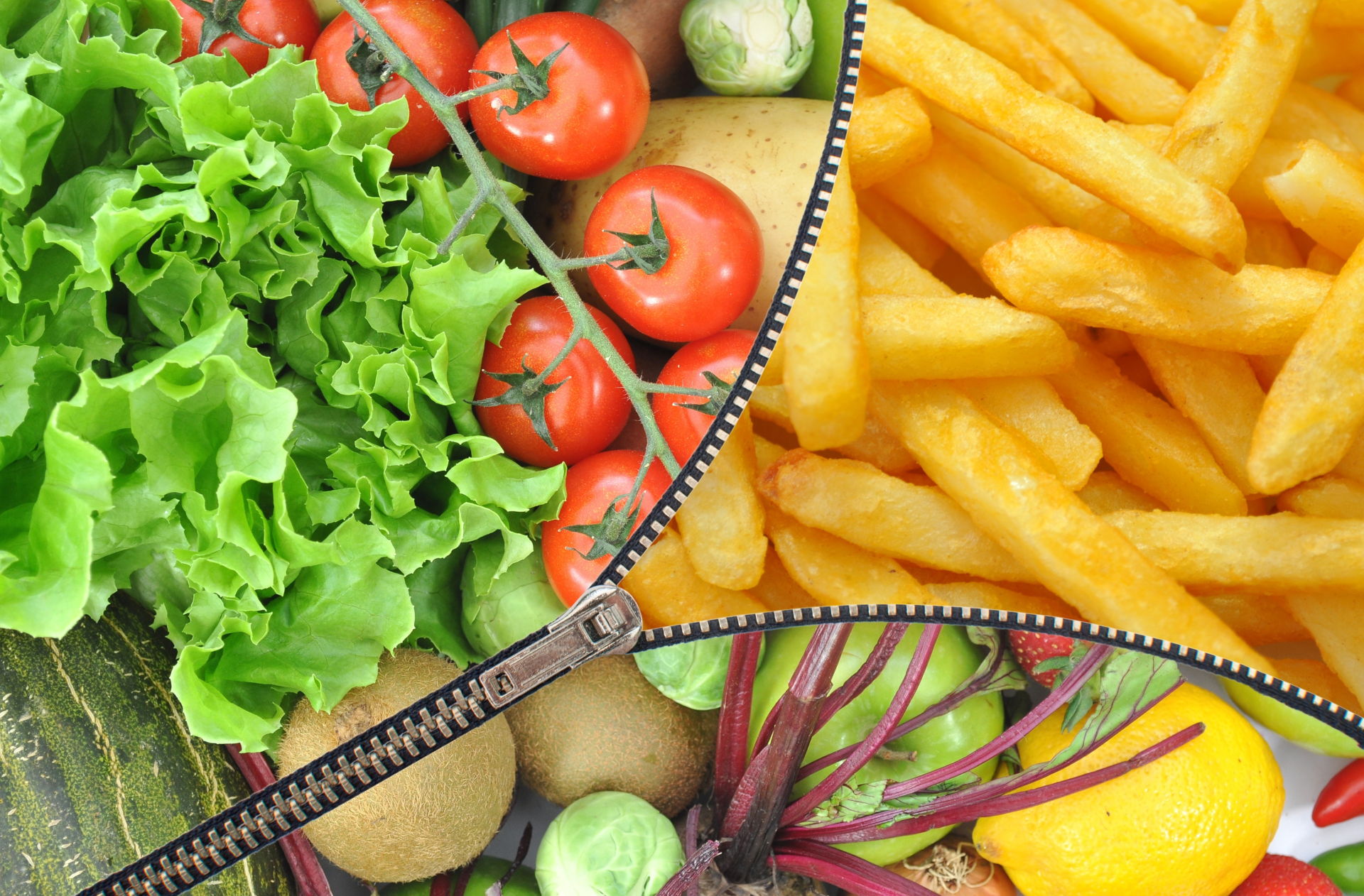 Chips Being Zipped Up With Healthy Foods Over The Top