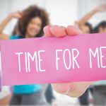 Woman Holding Pink Card With The Caption Time For Me