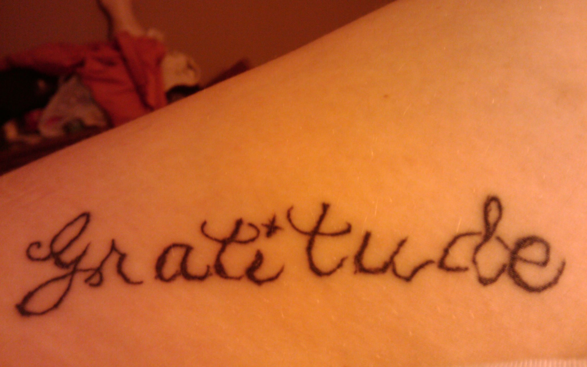 Tattoo With The Word Gratitude